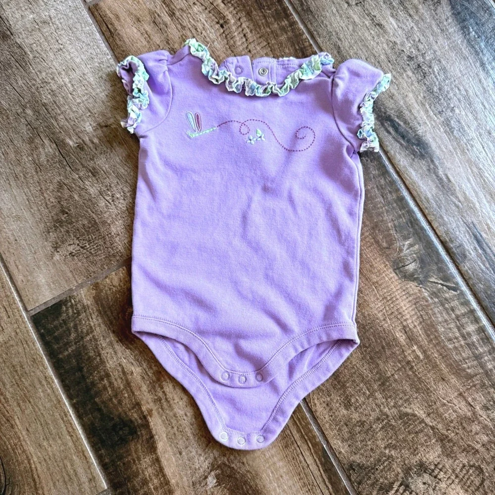 Gymboree Baby Girl 2006 Dragonfly Gingham Ruffle Overalls 2pc Set, Purple, 6-12M - Picture 5 of 13